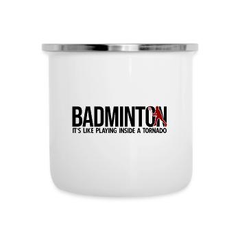 Badminton - Emaille-Tasse - Weiß - Vorne