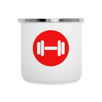Gym Hantel Bodybuilding - Emaille-Tasse - Weiß - Vorne