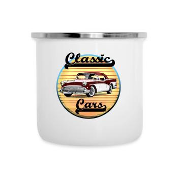 Classic Car - Emaille-Tasse - Weiß - Vorne