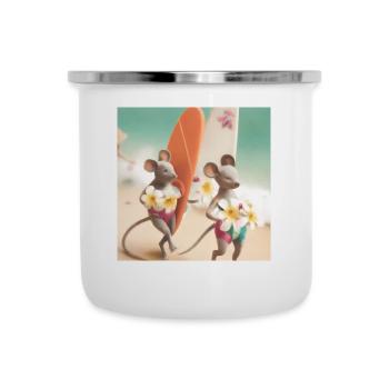 Mäuse im Strandurlaub - Emaille-Tasse - Weiß - Vorne