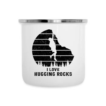 I Love Hugging Rocks Bouldering Rock Boulder Climb - Emaille-Tasse - Weiß - Vorne