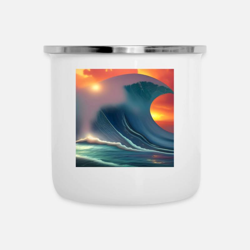 big wave at sunset - Camper Mug - white