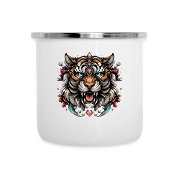 Tiger-Edelstein-Majestät - Emaille-Tasse - Weiß - Vorne