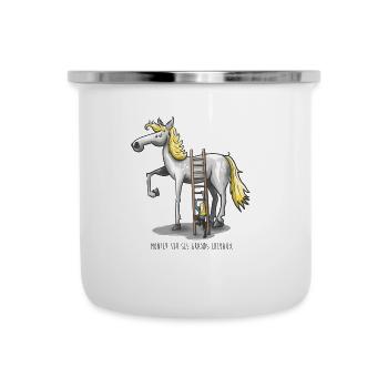 Monter sur ses grands chevaux - Tasse émaillée - blanc - Devant