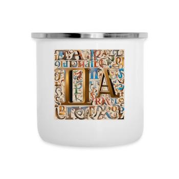 "Griechische Buchstabenmode: Klassische Eleganz" - Emaille-Tasse - Weiß - Vorne