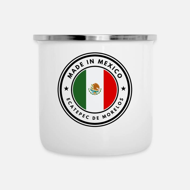Fabriqué au Mexique Emblème Ecatepec De Morelos - Tasse émaillée - blanc