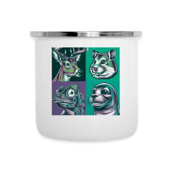 Smile Tier Salamander Robbe Hirsch Halloween - Emaille-Tasse - Weiß - Vorne