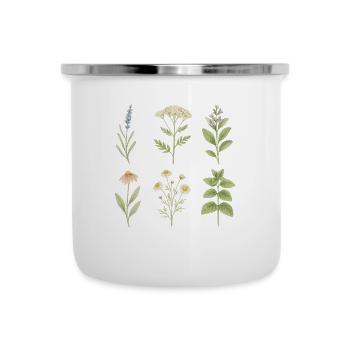 Heilkräuter-Kollektion | Botanische Vielfalt auf e - Emaille-Tasse - Weiß - Vorne