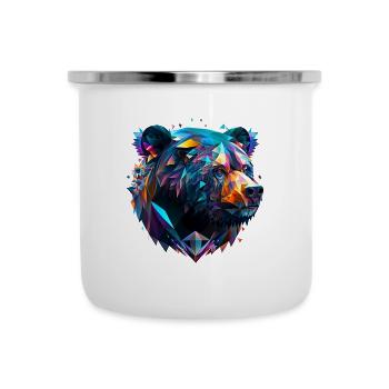Geometrische Fauna, wilder Bär, geo wild - Emaille-Tasse - Weiß - Vorne