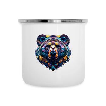 Geometrische Fauna, Bär, Geo Wild - Emaille-Tasse - Weiß - Vorne