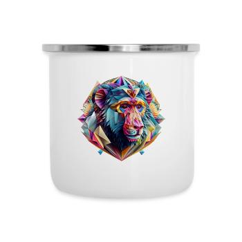 Geometrische Fauna, Affe, Schimpanse, Geo wild - Emaille-Tasse - Weiß - Vorne