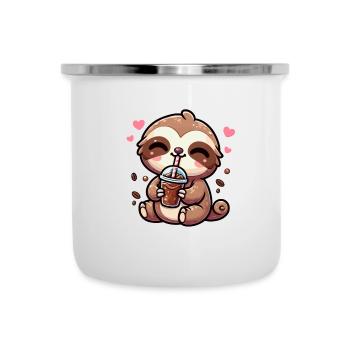 Designs for Kids – Flauschige Faultiere - Emaille-Tasse - Weiß - Vorne