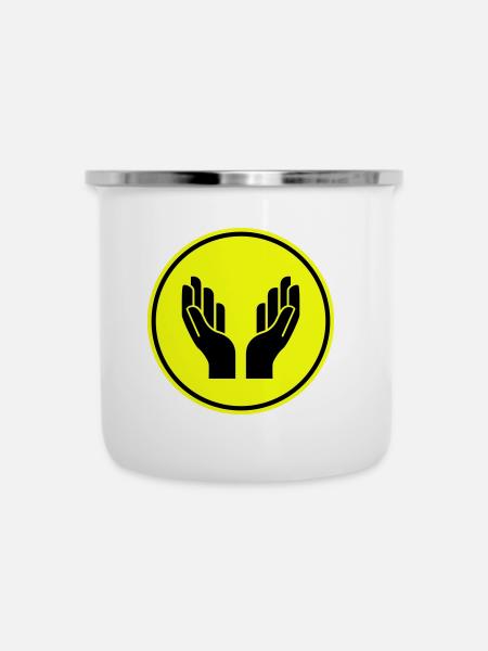 Hände Beten Icon - Emaille-Tasse - Weiß