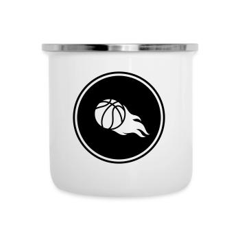 Basketball flamme - Emaille-Tasse - Weiß - Vorne