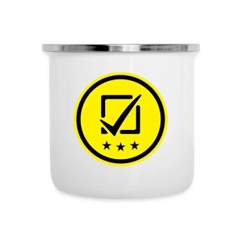 Häkchen Vote Ankreuzen - Emaille-Tasse - Weiß - Vorne