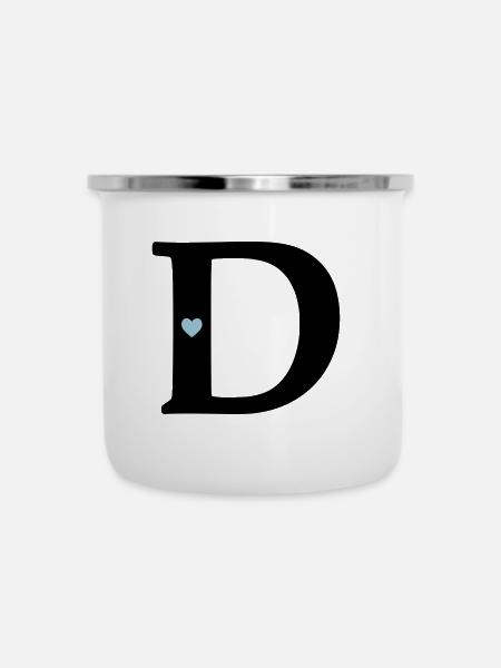Buchstabe D Anfangsbuchstabe - Emaille-Tasse - Weiß