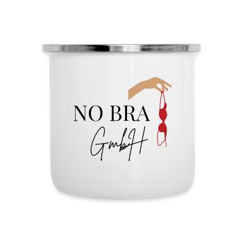 No Bra GmbH witziges Motiv Jungesellinen Abschied - Emaille-Tasse - Weiß - Vorne