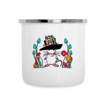 Herbst Maus Hippie Vintage Retro Nager Ratte - Emaille-Tasse - Weiß - Vorne