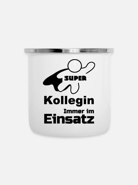 Super Kollegin Geschenk - Emaille-Tasse - Weiß