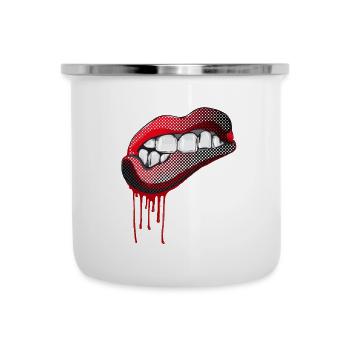 mund lippen pop zähne rock comic swag gang hipster - Emaille-Tasse - Weiß - Vorne