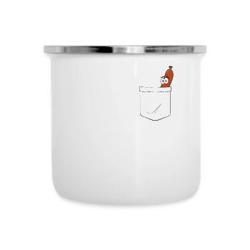 Wurst Brusttasche Bratwurst Fake Pocket Geschenk - Emaille-Tasse - Weiß - Vorne