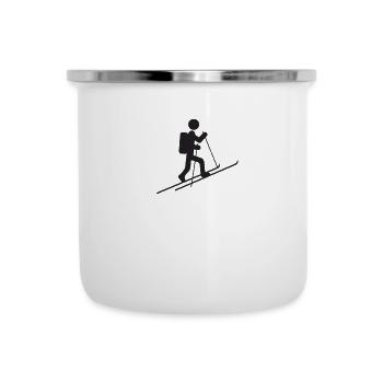 Cool ski tour icon ski mountaineers cross-country skiing mountains - Camper Mug - white - Front