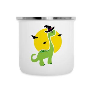 Kinder Halloween Dino T-Shirt - Geschenkidee - Emaille-Tasse - Weiß - Vorne