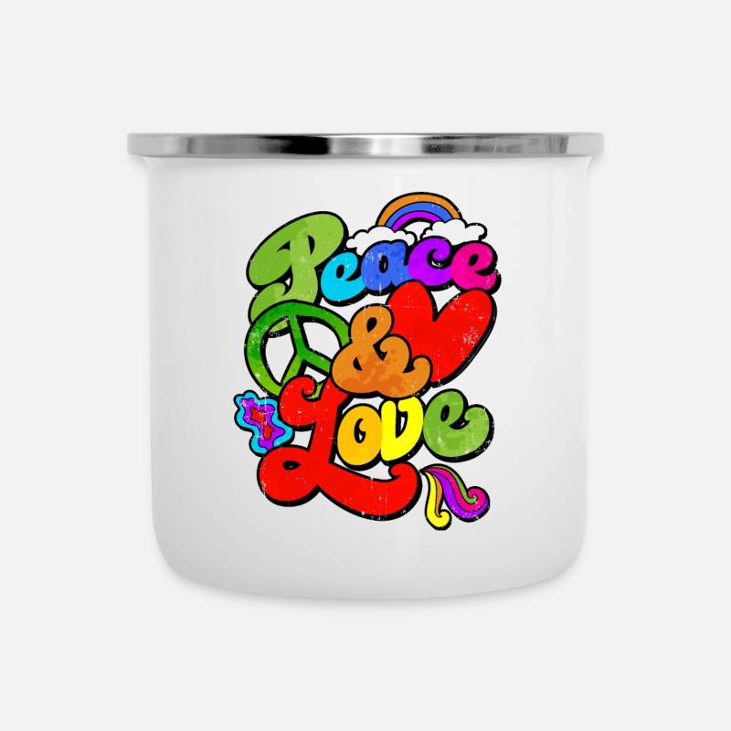 Peace and Love Hippie 60s 70s gift - Camper Mug - white