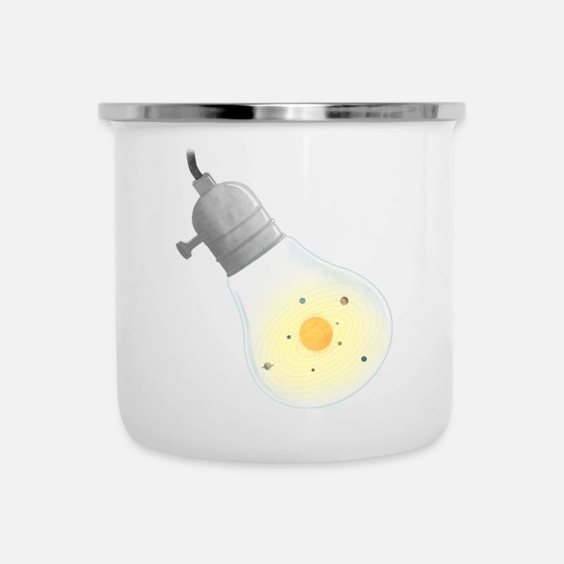 Light bulb solar system orbits - Camper Mug - white