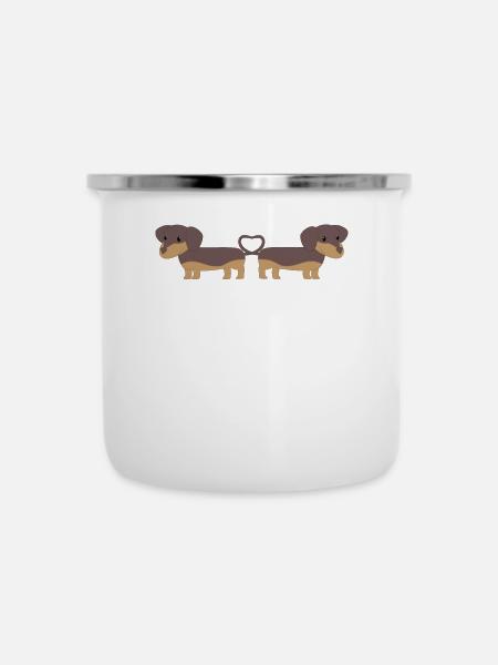 Dackel - Dackelliebe - Dachshund - Geschenk - Emaille-Tasse - Weiß