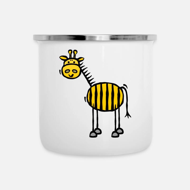 Gestreift - Giraffe mit Streifen - Emaille-Tasse - Weiß