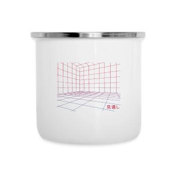 Aesthetic Vaporwave Geometric Grid Futuristic - Camper Mug - white - Front