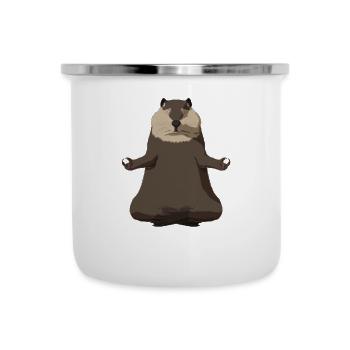 Biber Meditation - Emaille-Tasse - Weiß - Vorne