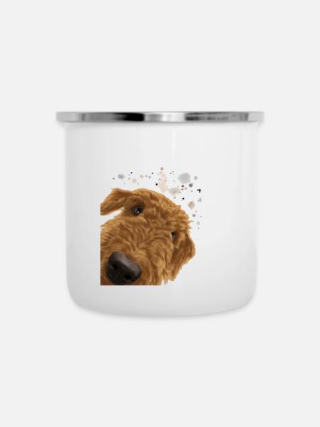 Airedale Terrier Hund - Emaille-Tasse - Weiß