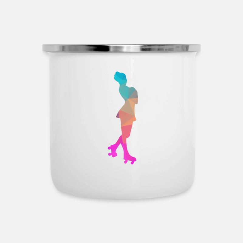 Abstrakter Eis- und Rollschuh-Design - Emaille-Tasse - Weiß