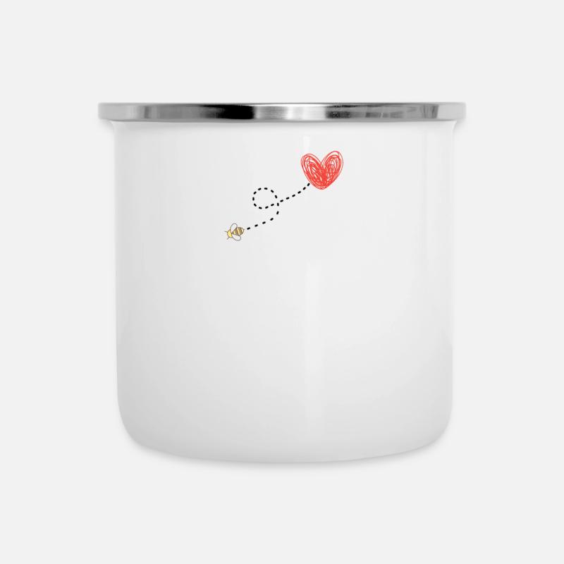 Bienen Imker Herz Geschenkidee - Emaille-Tasse - Weiß