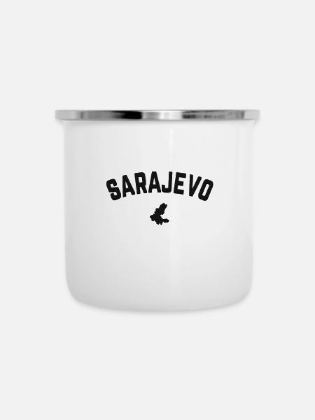 Sarajevo Bosnien - Emaille-Tasse - Weiß