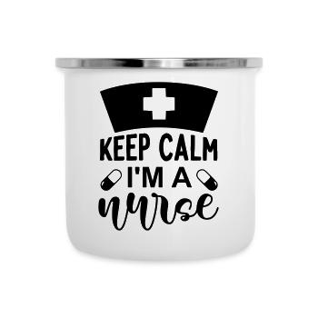 Keep calm im a nurse - Tasse émaillée - blanc - Devant