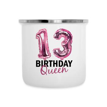13 Years Birthday Gift Girl Balloons Print - Camper Mug - white - Front