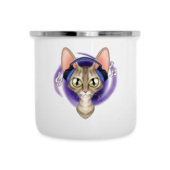 Cute Devon Rex Cat I Music Lover I Headphones - Camper Mug - white - Front