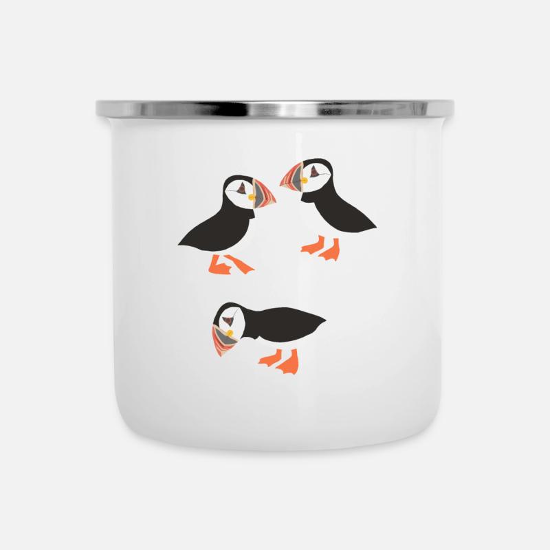 Lustige Vögel Papageientaucher - Emaille-Tasse - Weiß