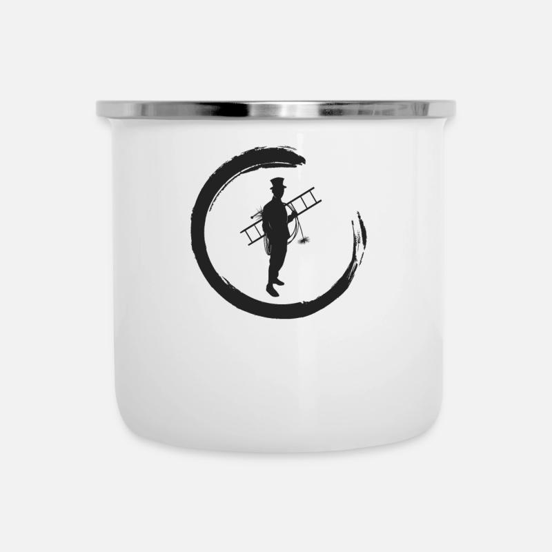 Ramoneur avec balai de balayage d’échelle de toit - Tasse émaillée - blanc