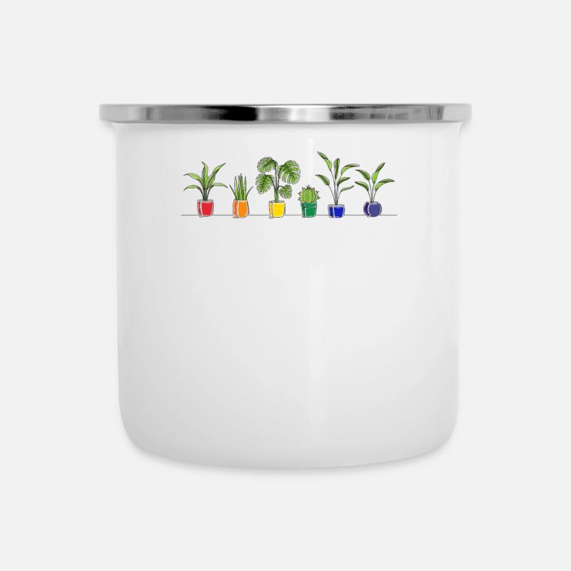 LGBTQ Plant Rainbow - Emaille-Tasse - Weiß