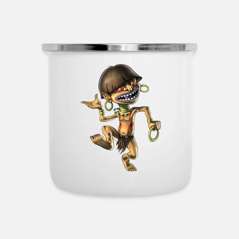 Créature mythique aztèque Chaneque - Tasse émaillée - blanc