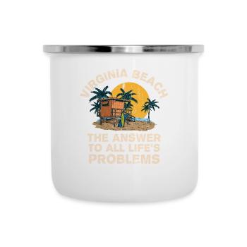 Virginia Beach Answer To All Life's Problems - Emaille-Tasse - Weiß - Vorne