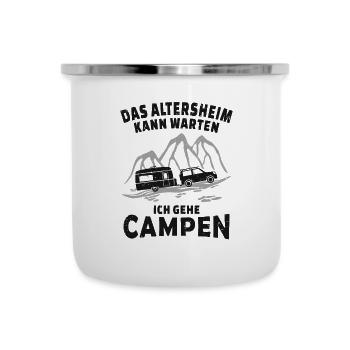 Camper Wohnwagen Ruhestand - Emaille-Tasse - Weiß - Vorne