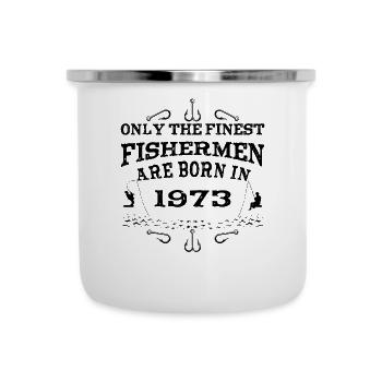 Pêcheur né en 1973 anniversaire - Tasse émaillée - blanc - Devant