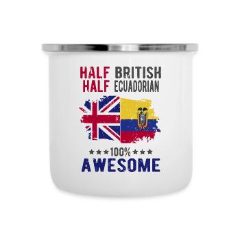 Halb Brite Halb Ecuadorianer - Emaille-Tasse - Weiß - Vorne