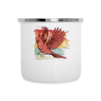 Retero Bird Cardinal Rouge - Tasse émaillée - blanc - Devant