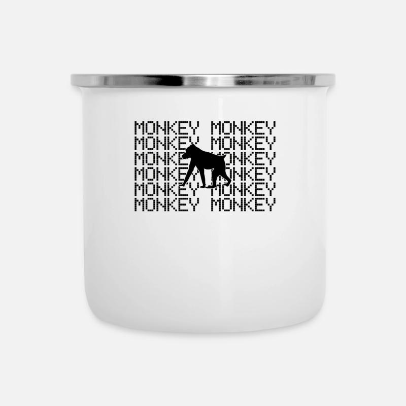 Affe - Emaille-Tasse - Weiß